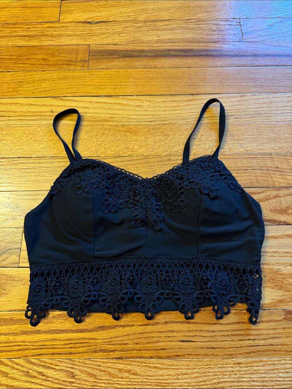 Mudd Crochet/Lace Detail Bralette Black Small